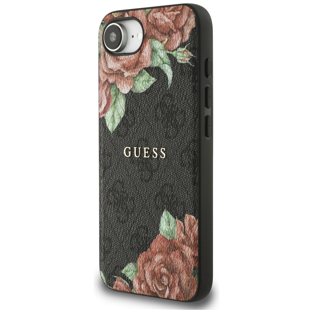 Θήκη MagSafe για Apple iPhone 17e / 16e, Guess, 4G Flowers Print, Μαύρη