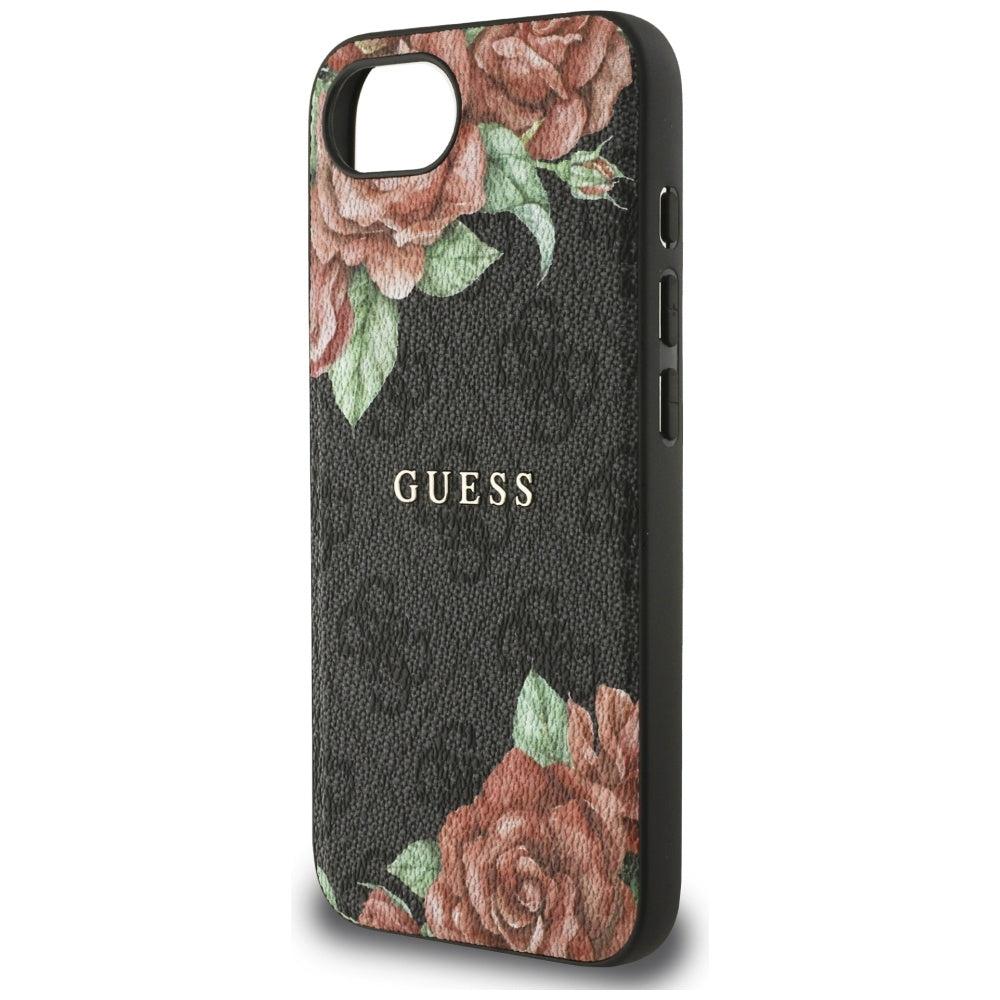 Θήκη MagSafe για Apple iPhone 17e / 16e, Guess, 4G Flowers Print, Μαύρη