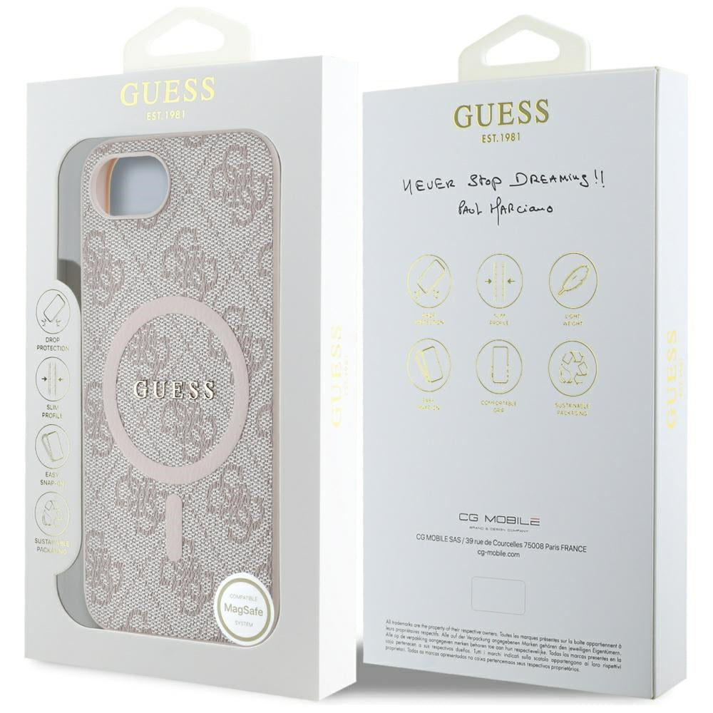 Θήκη MagSafe για Apple iPhone 17e / 16e, Guess, 4G Ring Classic Logo, Ροζ
