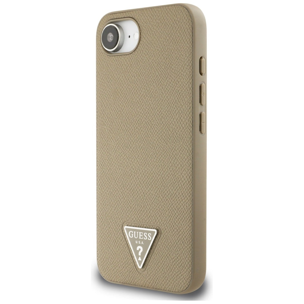 Θήκη MagSafe για Apple iPhone 17e / 16e, Guess, Grained Triangle Logo, Καφέ
