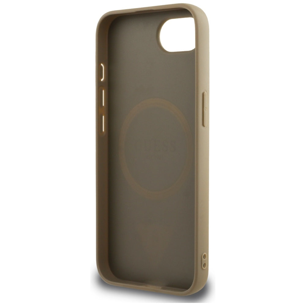 Θήκη MagSafe για Apple iPhone 17e / 16e, Guess, Grained Triangle Logo, Καφέ