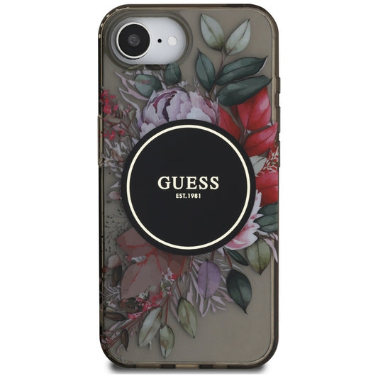 Θήκη MagSafe για Apple iPhone 16e, Guess, IML Flowers, Μαύρη
