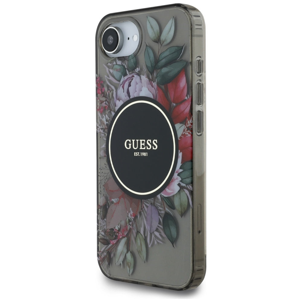 Θήκη MagSafe για Apple iPhone 17e / 16e, Guess, IML Flowers, Μαύρη