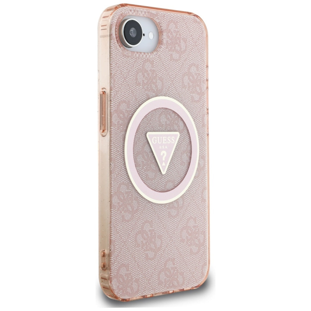 Θήκη MagSafe για Apple iPhone 17e / 16e, Guess, IML Glitter 4G Circle Triangle, Ροζ
