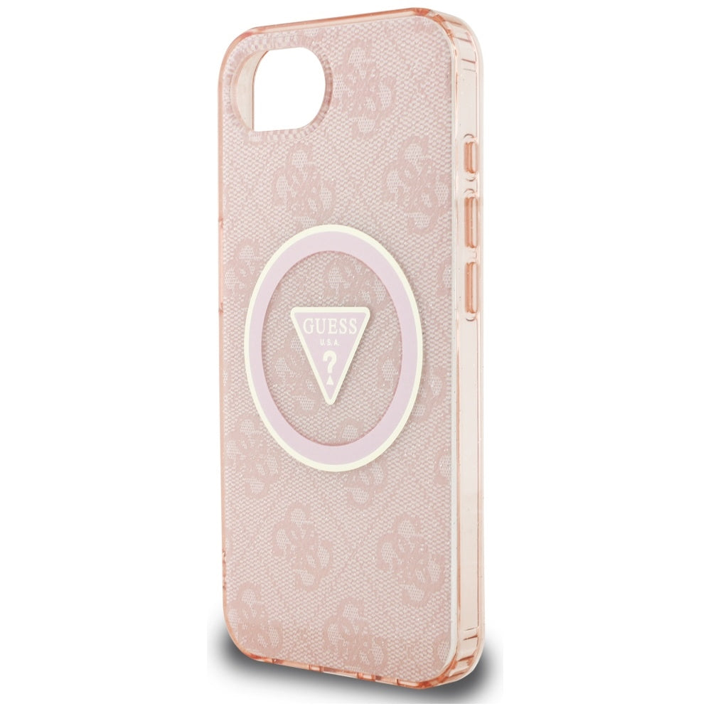 Θήκη MagSafe για Apple iPhone 17e / 16e, Guess, IML Glitter 4G Circle Triangle, Ροζ