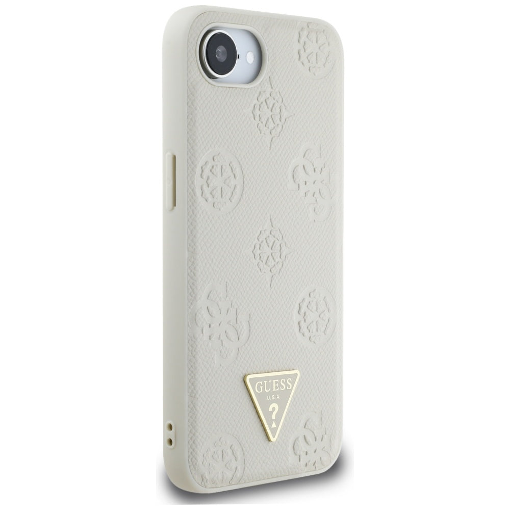 Θήκη MagSafe για Apple iPhone 17e / 16e, Guess, Peony Grained Hot Stamp Triangle, Μπεζ