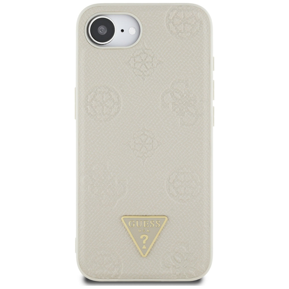 Θήκη MagSafe για Apple iPhone 17e / 16e, Guess, Peony Grained Hot Stamp Triangle, Μπεζ
