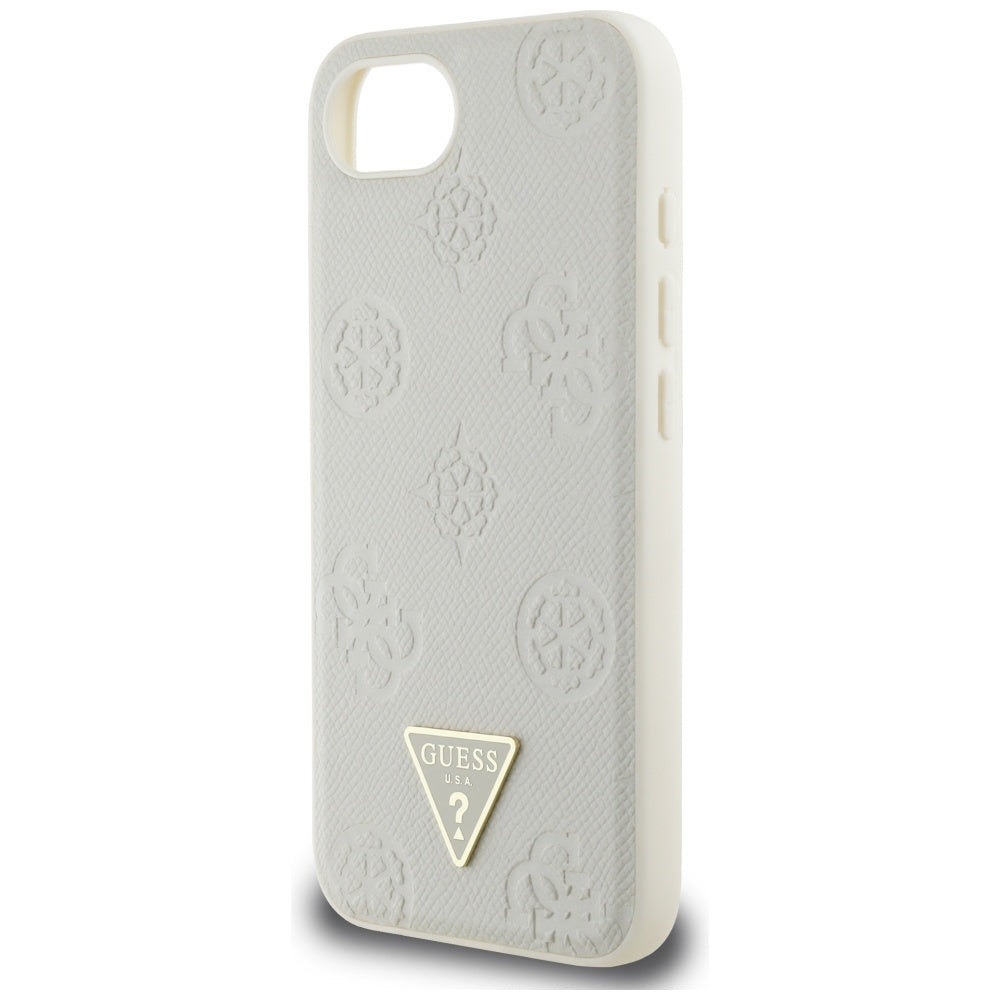 Θήκη MagSafe για Apple iPhone 17e / 16e, Guess, Peony Grained Hot Stamp Triangle, Μπεζ