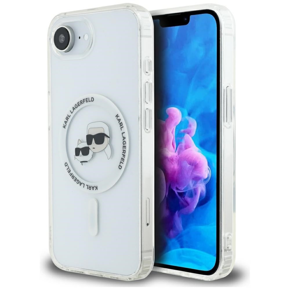 MagSafe Case for Apple iPhone 17e / 16e, Karl Lagerfeld, IML Metal Karl & Choupette's Heads, White