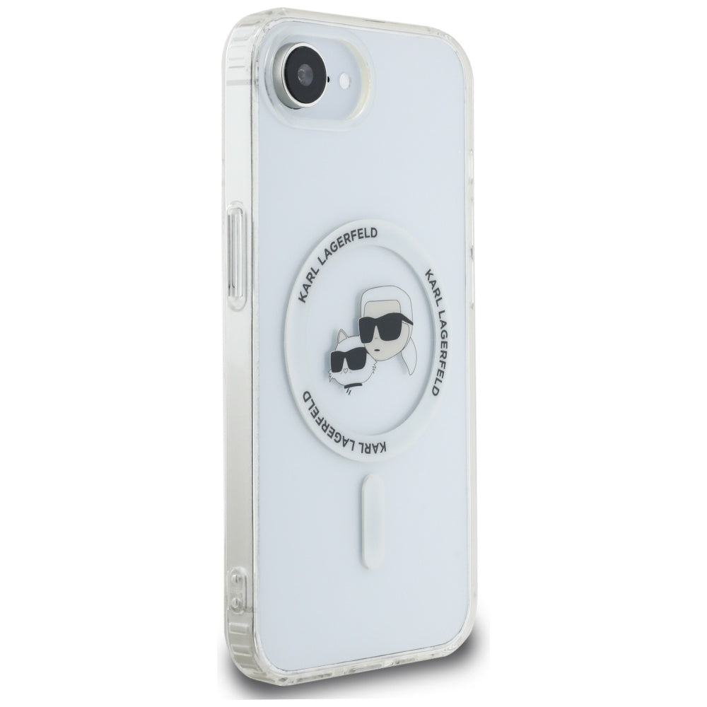 MagSafe Case for Apple iPhone 17e / 16e, Karl Lagerfeld, IML Metal Karl & Choupette's Heads, White