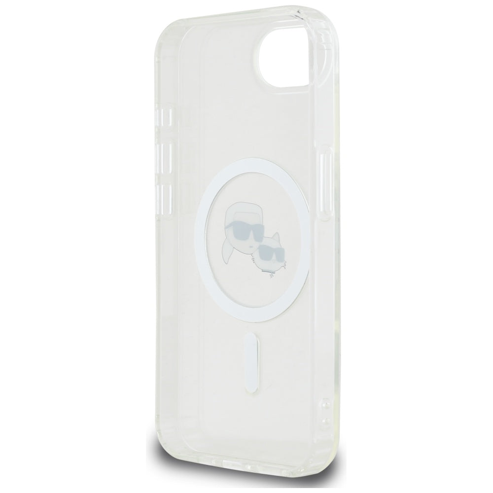 MagSafe Case for Apple iPhone 17e / 16e, Karl Lagerfeld, IML Metal Karl & Choupette's Heads, White