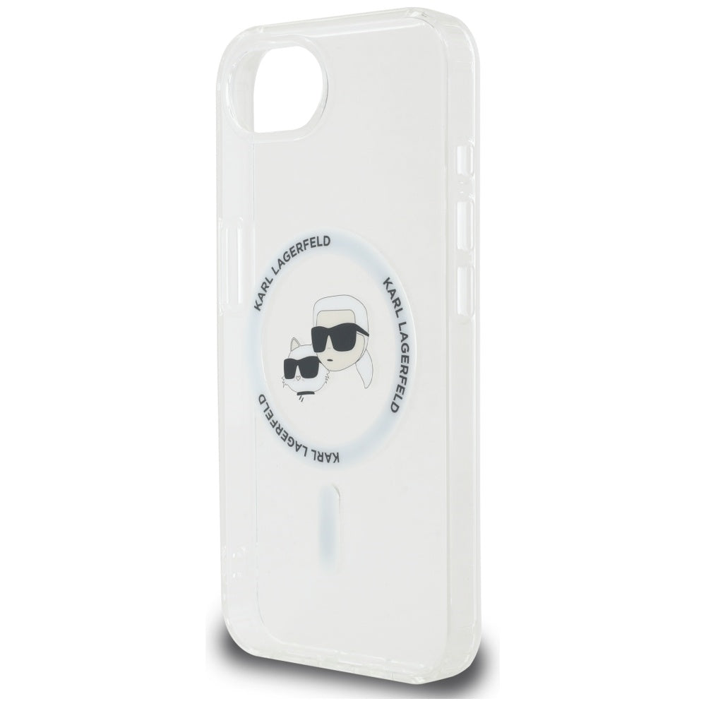 MagSafe Case for Apple iPhone 17e / 16e, Karl Lagerfeld, IML Metal Karl & Choupette's Heads, White