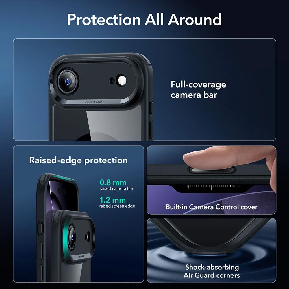 Θήκη MagSafe για Apple iPhone 17 Air, ESR, Classic Hybrid με Προστατευτικό Οθόνης, Διάφανη Μαύρη