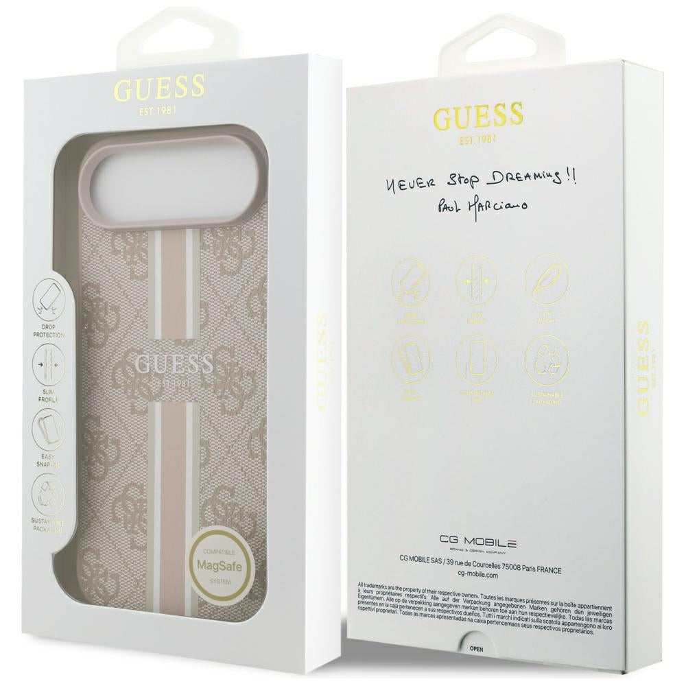 Θήκη MagSafe για Apple iPhone 17 Air, Guess, 4G Printed Stripes, Ροζ