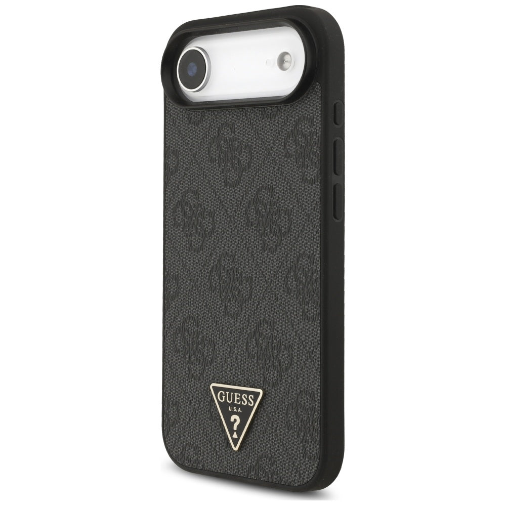 Θήκη MagSafe για Apple iPhone 17 Air, Guess, 4G Triangle Logo με Λουράκι Κορδονιού, Μαύρη