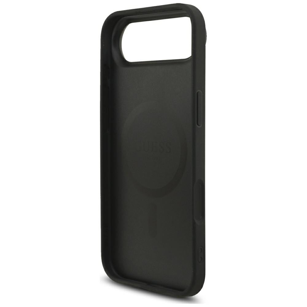 Θήκη MagSafe για Apple iPhone 17 Air, Guess, 4G Triangle Logo με Λουράκι Κορδονιού, Μαύρη