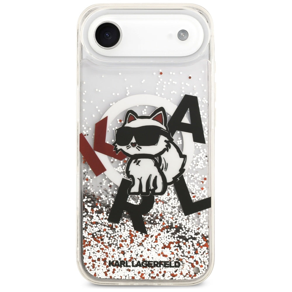 MagSafe Case for Apple iPhone 17 Air, Karl Lagerfeld, Liquid Glitter Choupette Logo, Transparent