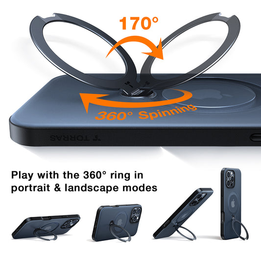Θήκη MagSafe για Apple iPhone 17 Air, Torras, Ostand Spin, Διαφανής