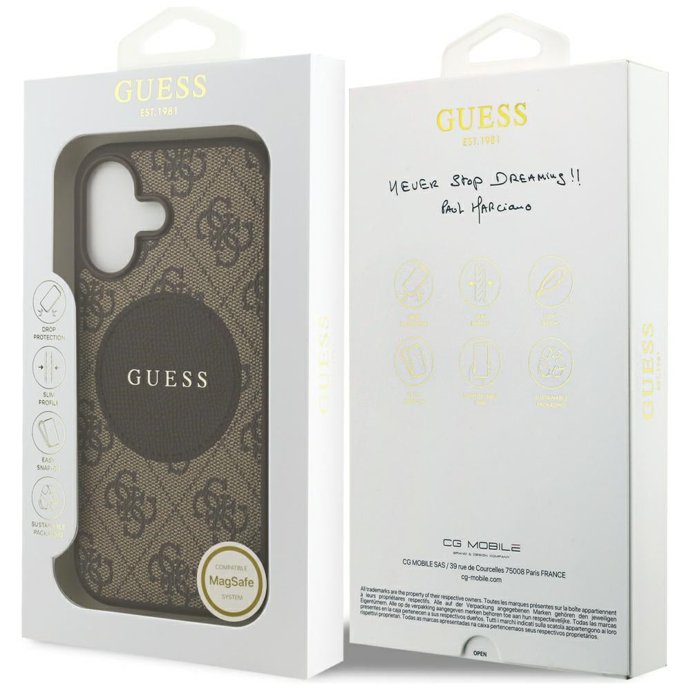 Θήκη MagSafe για Apple iPhone 17, Guess, 4G Circle Classic Logo, Καφέ