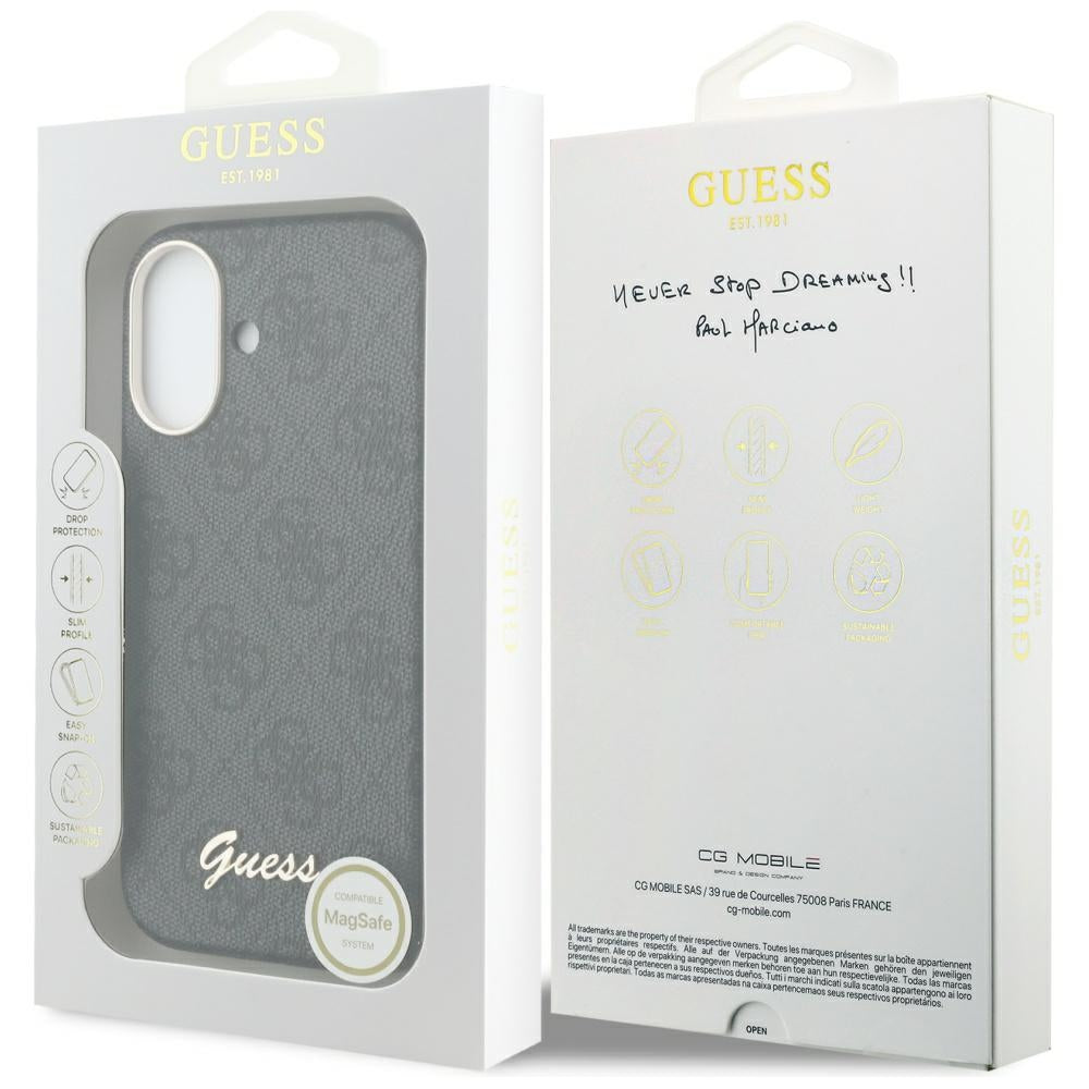 Θήκη MagSafe για Apple iPhone 17, Guess, 4G Script Logo, Μαύρη