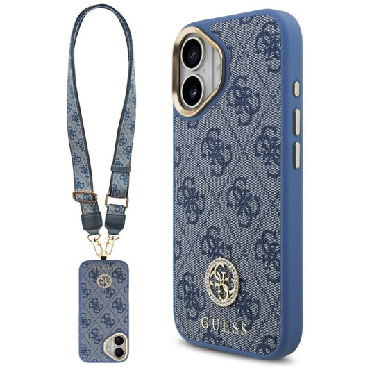 Θήκη MagSafe για Apple iPhone 17, Guess, 4G Strass Logo with Big Strap, Μπλε