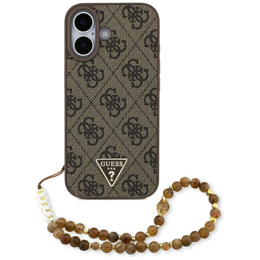 Θήκη MagSafe για Apple iPhone 17, Guess, 4G Triangle Logo Cord Strap, Καφέ