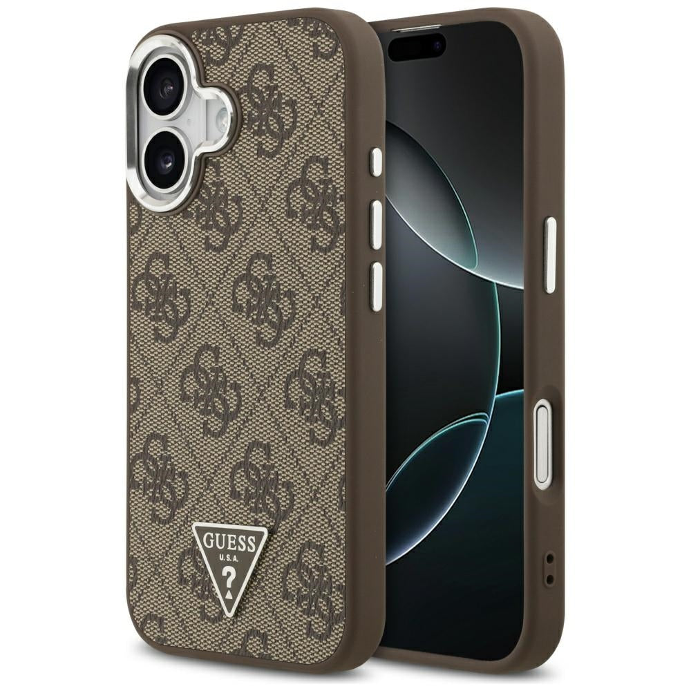 Θήκη MagSafe για Apple iPhone 17, Guess, 4G Triangle Logo, Καφέ Ασημί