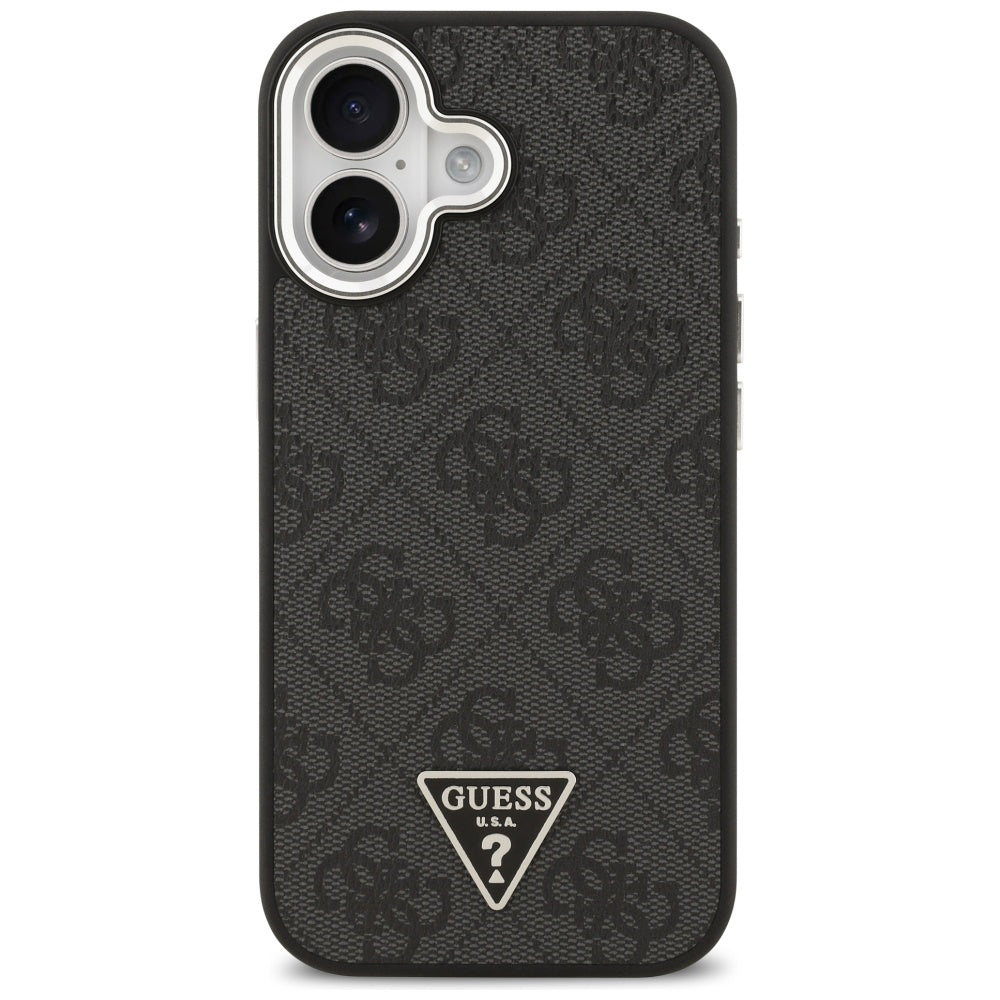 Θήκη MagSafe για Apple iPhone 17, Guess, 4G Triangle Logo, Μαύρη Ασημί