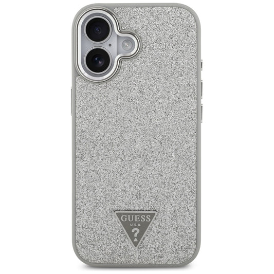 Θήκη MagSafe για Apple iPhone 17, Guess, Glitter Triangle Logo, Ασημί