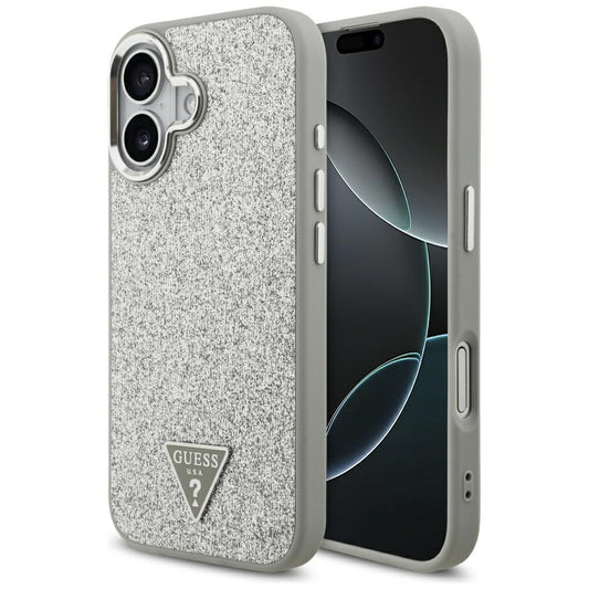 Θήκη MagSafe για Apple iPhone 17, Guess, Glitter Triangle Logo, Ασημί