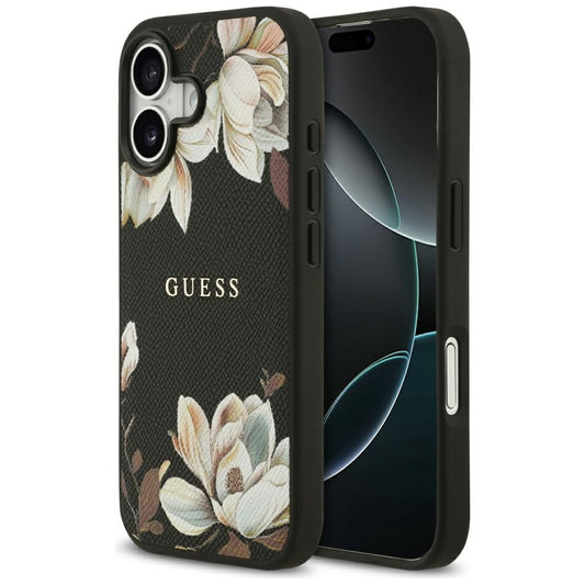 Θήκη MagSafe για Apple iPhone 17, Guess, Grained Flowers, Μαύρη