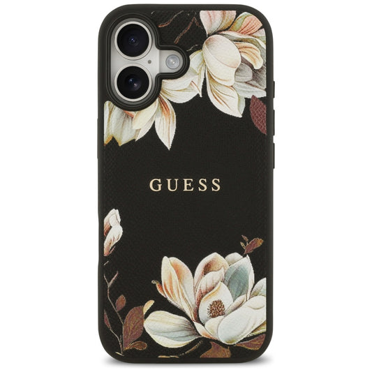 Θήκη MagSafe για Apple iPhone 17, Guess, Grained Flowers, Μαύρη