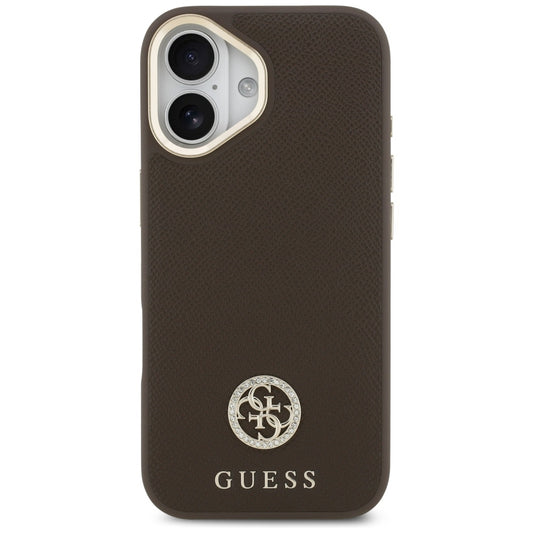 Θήκη MagSafe για Apple iPhone 17, Guess, Grained Strass Logo, Καφέ