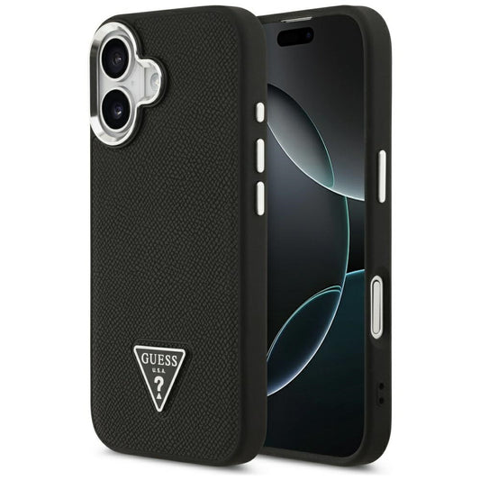 MagSafe Case for Apple iPhone 17, Guess, Grained Triangle Logo, Black