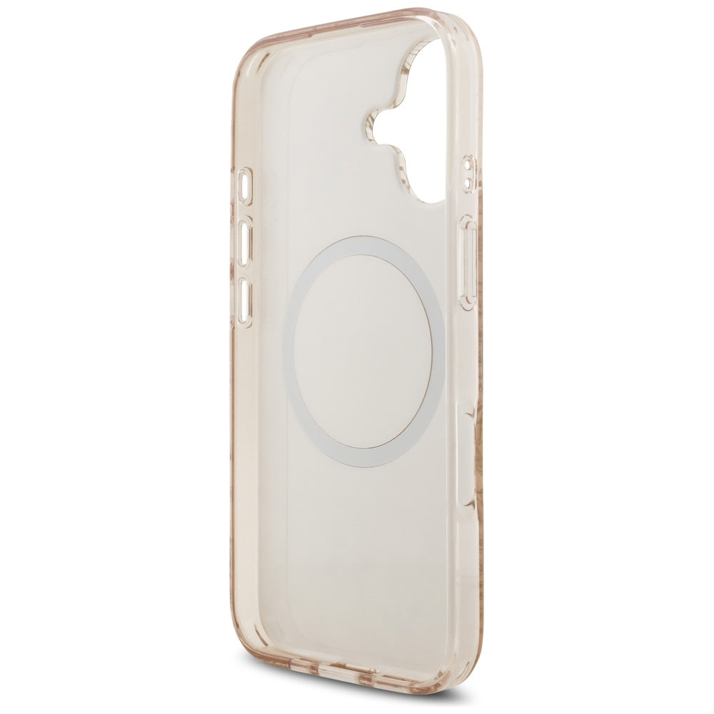Θήκη MagSafe για Apple iPhone 17, Guess, IML Flowers Allover Electroplated with Pearl Strap, Μαύρη