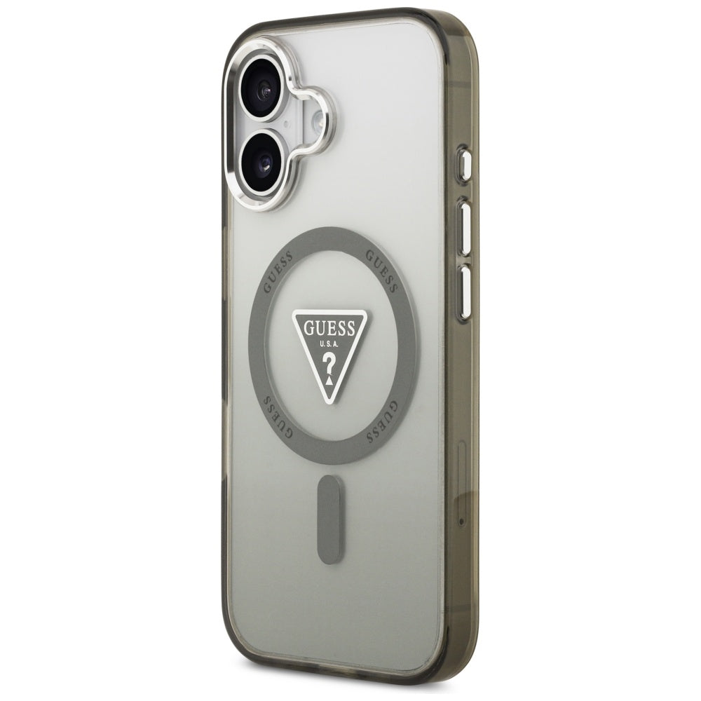 Θήκη MagSafe για Apple iPhone 17, Guess, IML Gradient Triangle Logo, Χακί Ασημί