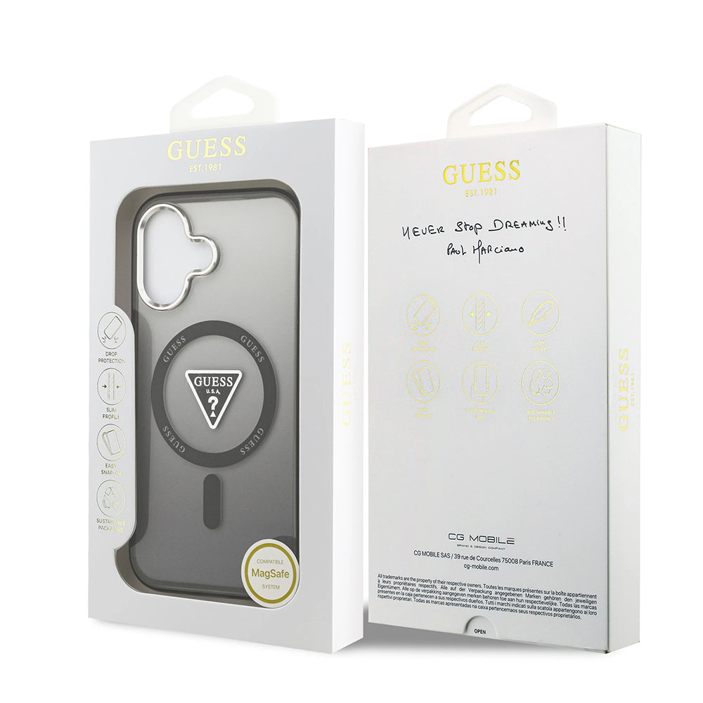 Θήκη MagSafe για Apple iPhone 17, Guess, IML Gradient Triangle Logo, Μαύρη