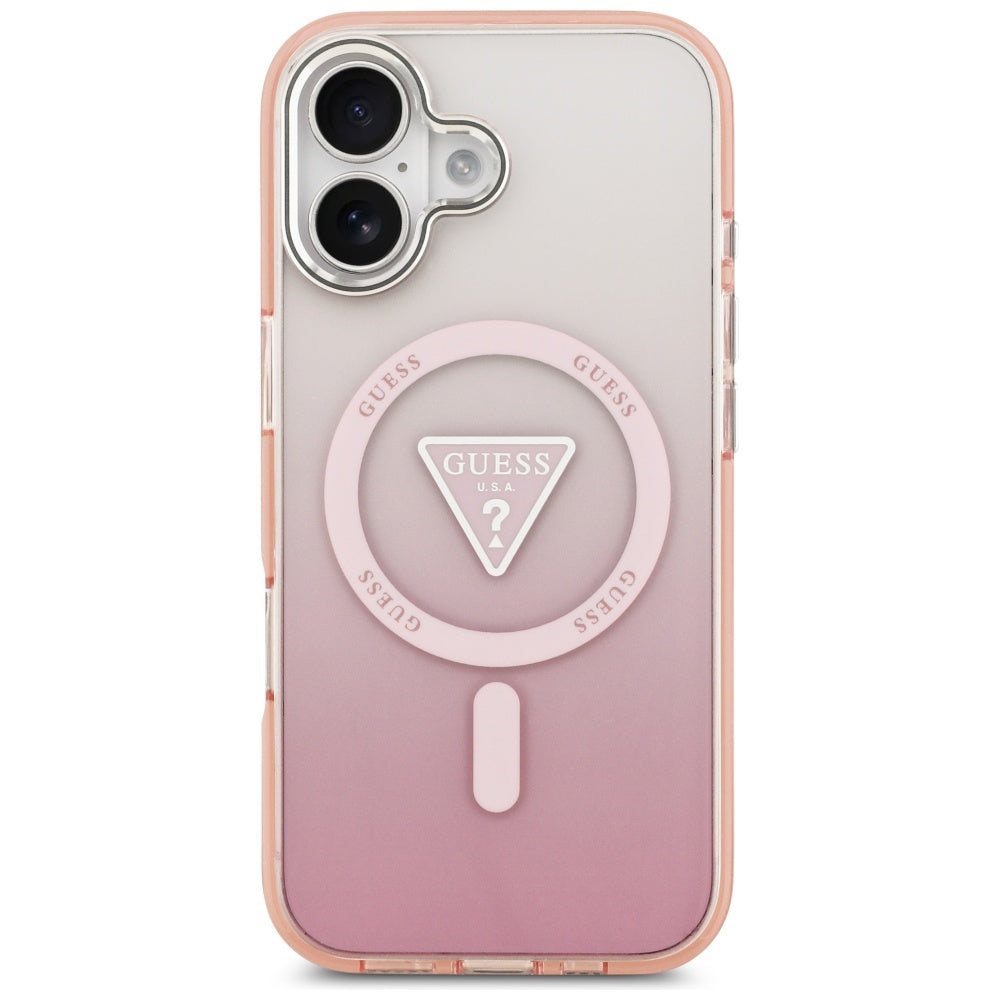 Θήκη MagSafe για Apple iPhone 17, Guess, IML Gradient Triangle Logo, Ροζ