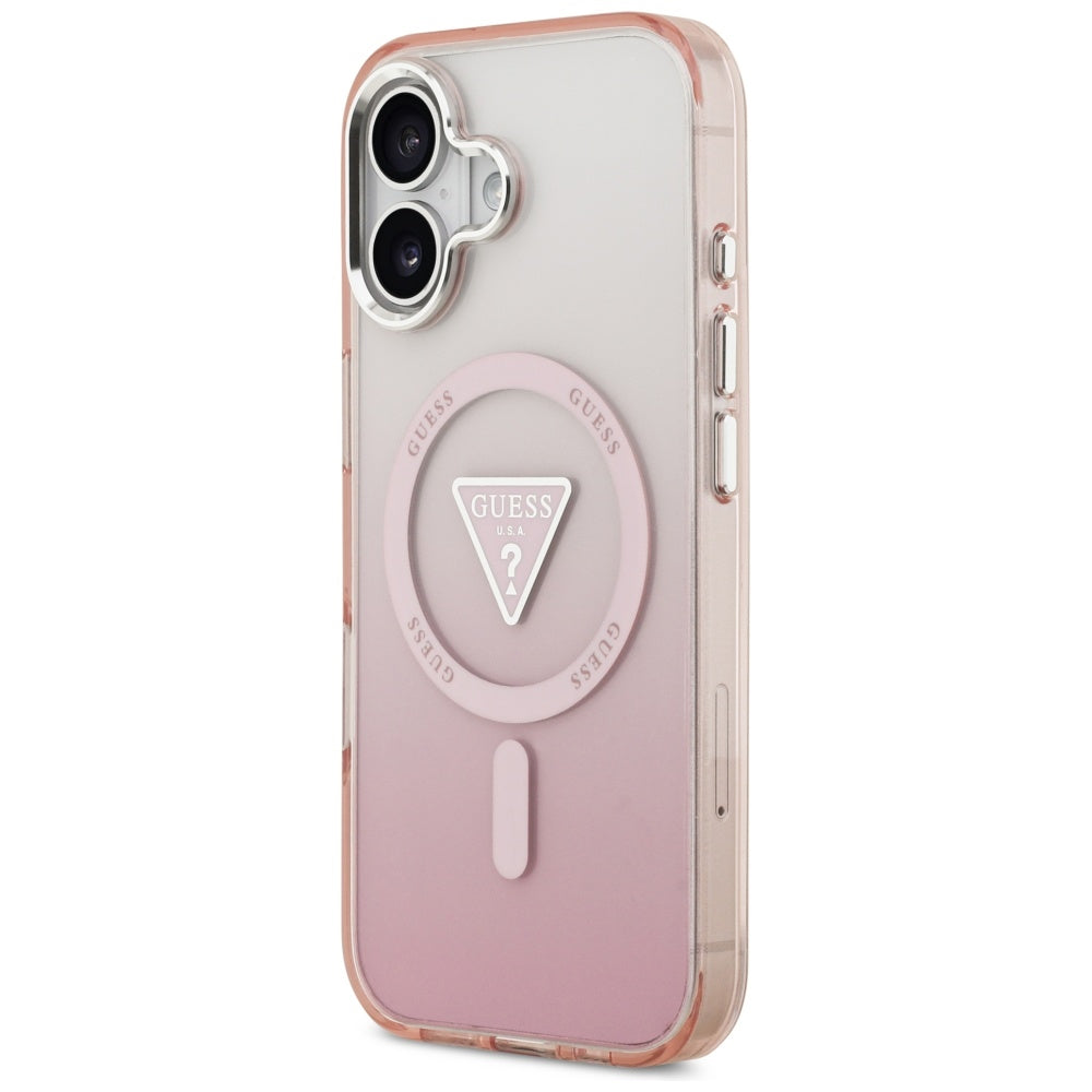 Θήκη MagSafe για Apple iPhone 17, Guess, IML Gradient Triangle Logo, Ροζ