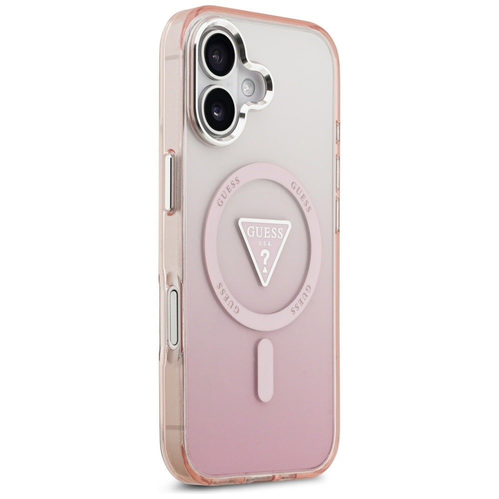 Θήκη MagSafe για Apple iPhone 17, Guess, IML Gradient Triangle Logo, Ροζ