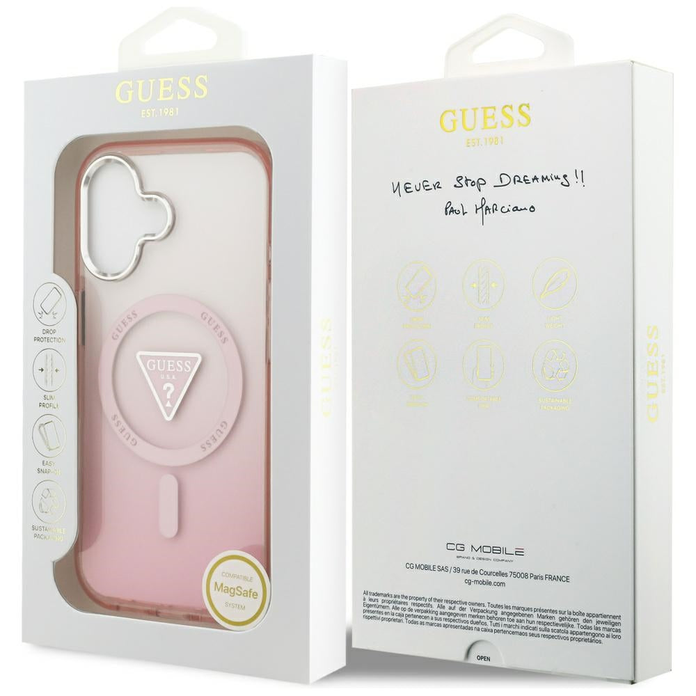 Θήκη MagSafe για Apple iPhone 17, Guess, IML Gradient Triangle Logo, Ροζ
