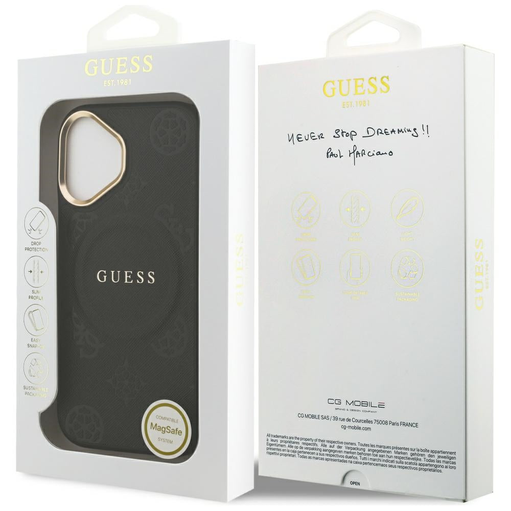 MagSafe Case for Apple iPhone 17, Guess, Peony Hot Stamp, Black