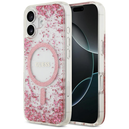 Θήκη MagSafe για Apple iPhone 17, Guess, Resin Bottom Glitter, Ροζ