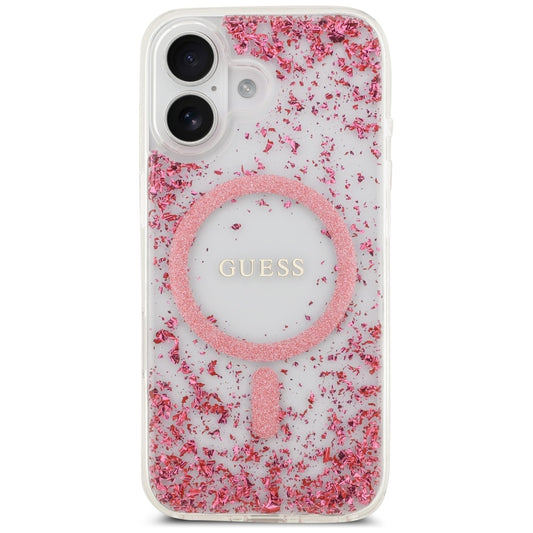 Θήκη MagSafe για Apple iPhone 17, Guess, Resin Bottom Glitter, Ροζ
