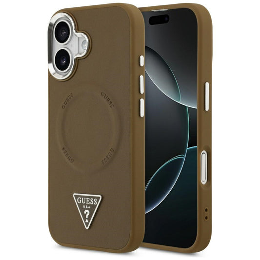 MagSafe Case for Apple iPhone 17, Guess, Triangle Logo, Silver Brown
