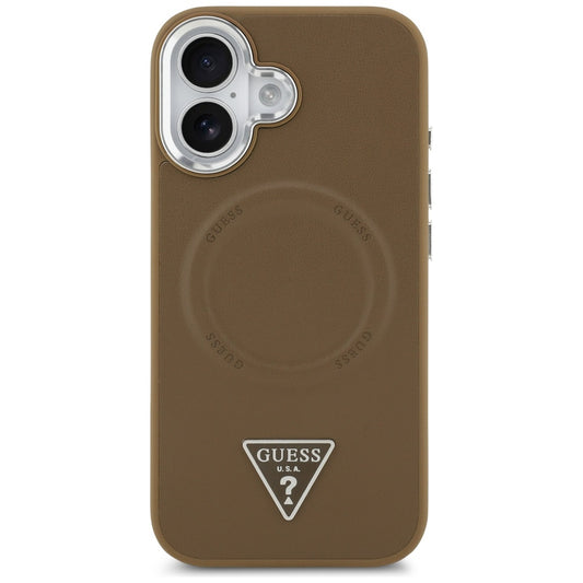MagSafe Case for Apple iPhone 17, Guess, Triangle Logo, Silver Brown