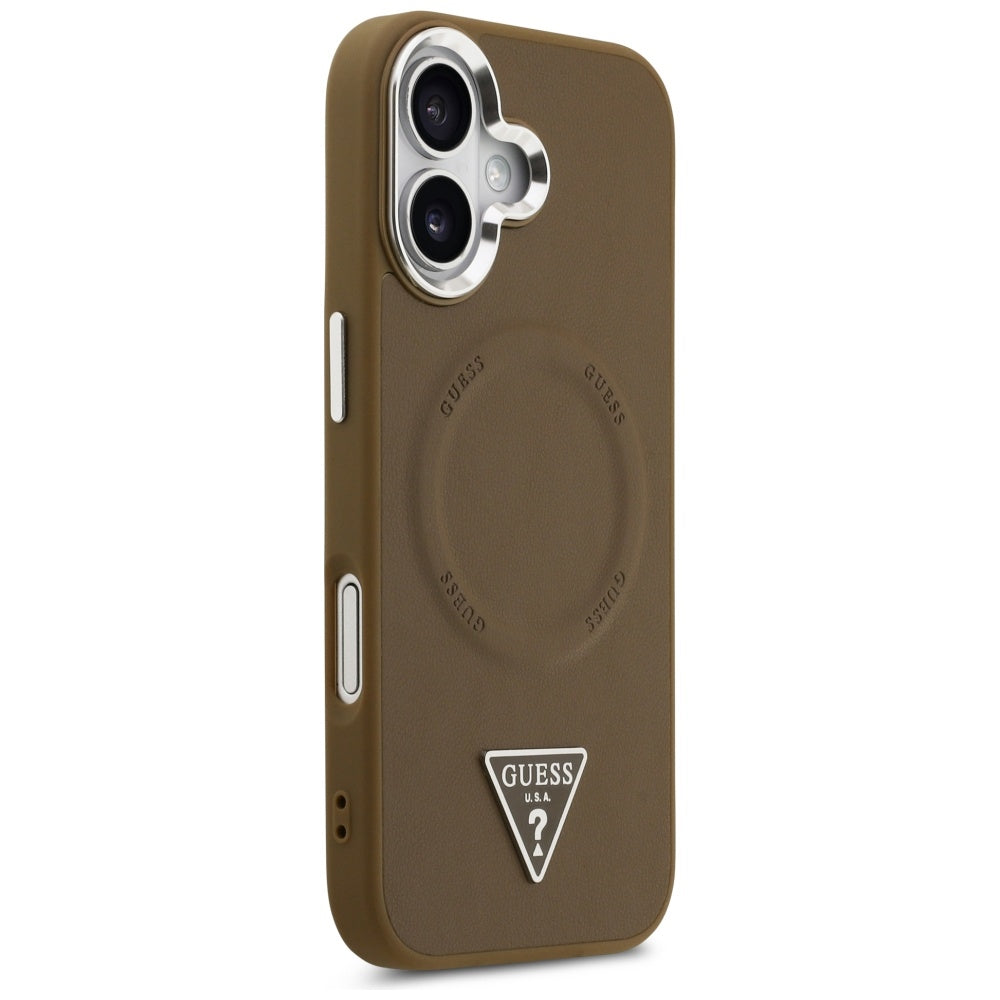 Θήκη MagSafe για Apple iPhone 17, Guess, Triangle Logo, Καφέ Ασημί