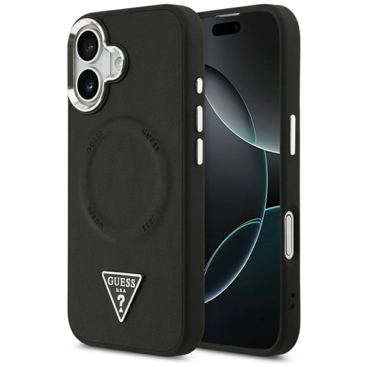 MagSafe Case for Apple iPhone 17, Guess, Triangle Logo, Black Silver