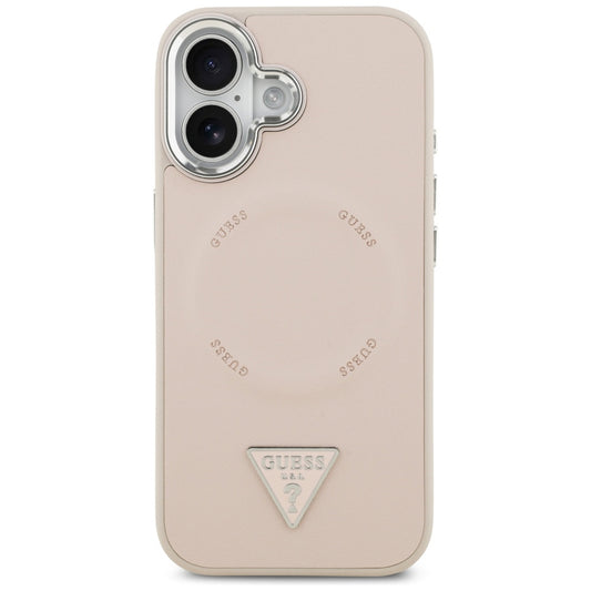 MagSafe Case for Apple iPhone 17, Guess, Triangle Logo, Silver Pink