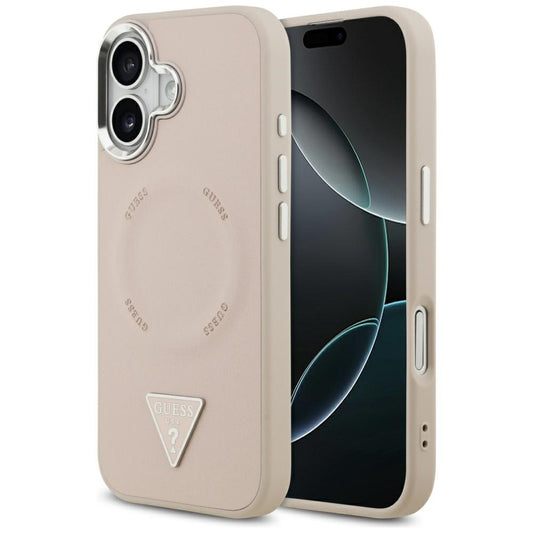 MagSafe Case for Apple iPhone 17, Guess, Triangle Logo, Silver Pink